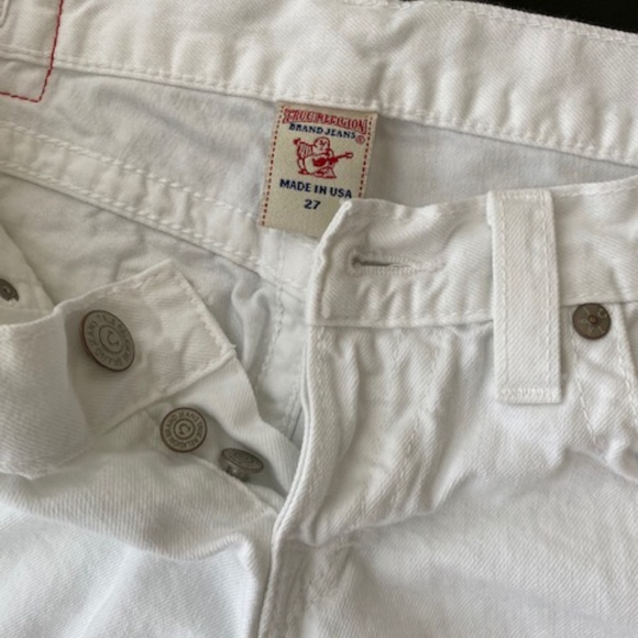 True Religion White Destructed Jeans Size 27 - Picture 2 of 3